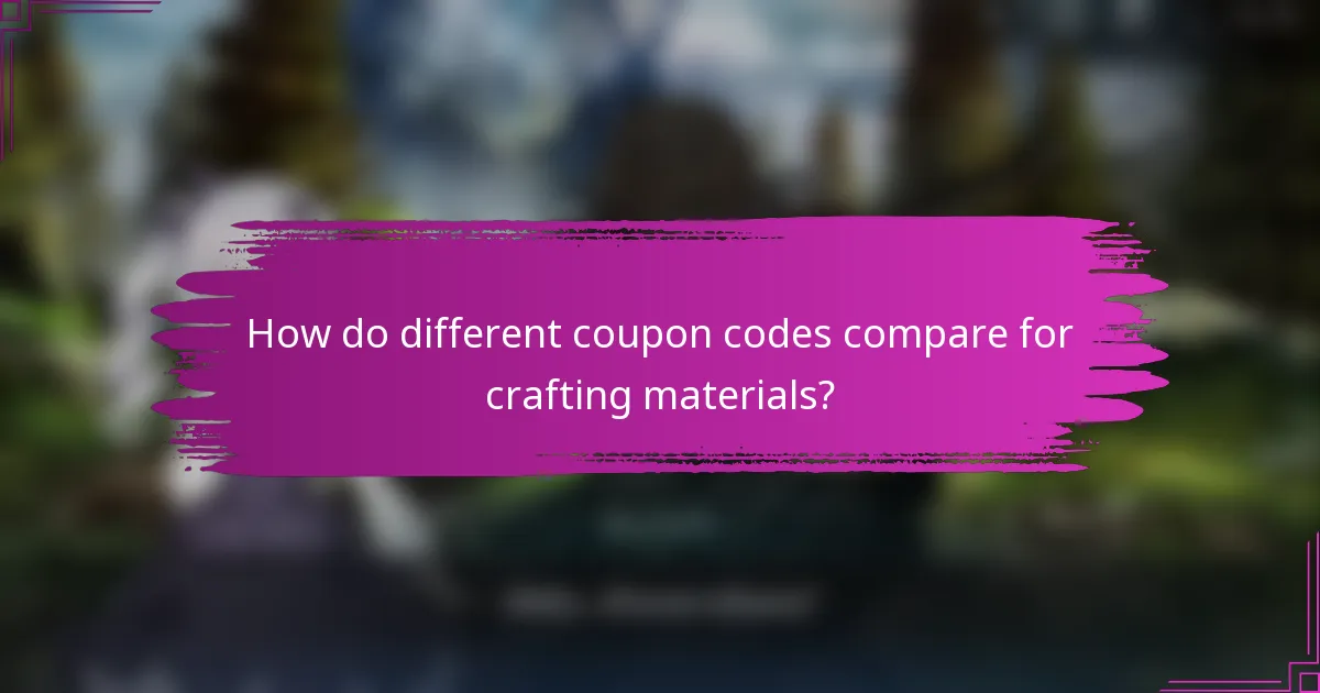 How do different coupon codes compare for crafting materials?