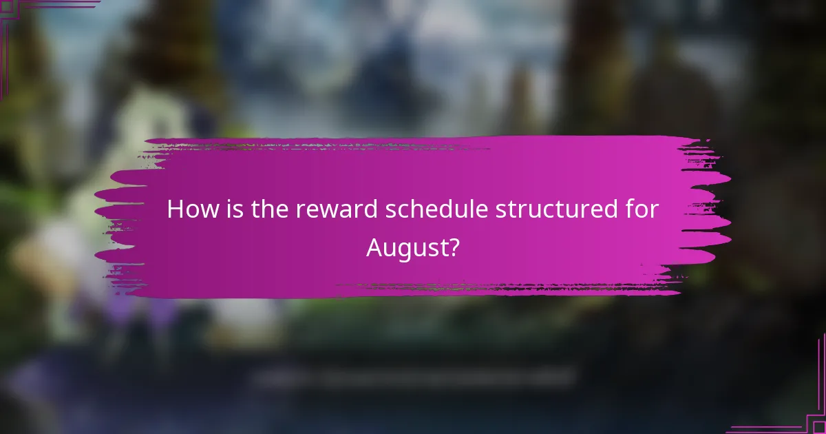 How is the reward schedule structured for August?