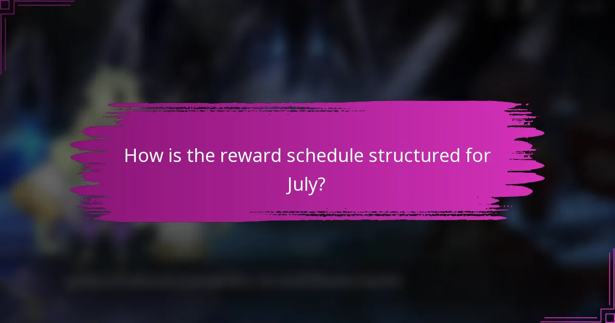 How is the reward schedule structured for July?